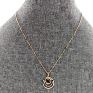 Robert Seemann Denmark Gold Over Sterling Circles Onyx Diamond Necklace